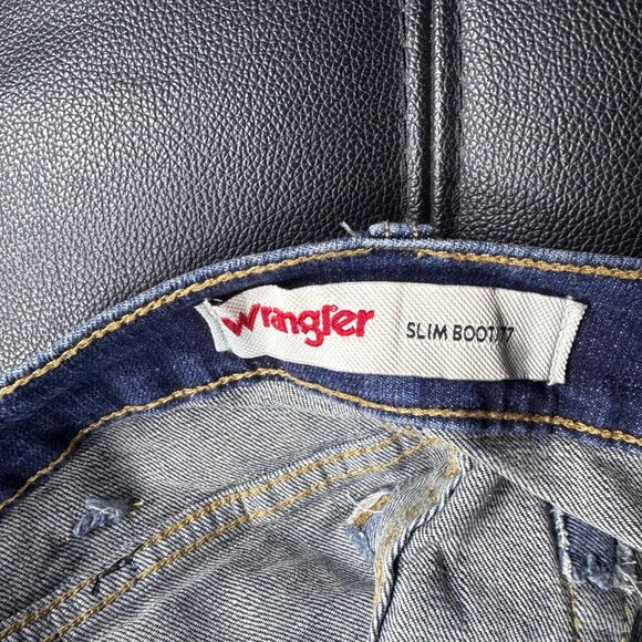 Wrangler Men's Slim Fit Boot Cut Jeans Blue Denim 5-Pocket Outdoor Preppy 32/34 - Picture 14 of 16